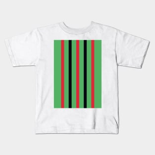 Glentoran Belfast 1985 Retro Red, Green, Black Stripes Kids T-Shirt